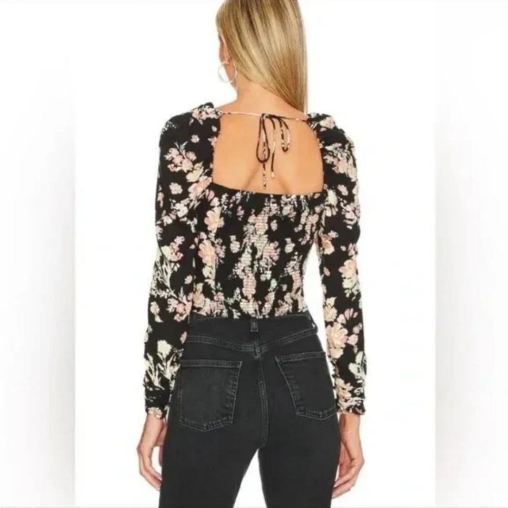 Free People Hilary Printed Floral Top - Black‎ Combo - Size XS - Picture 10 of 11